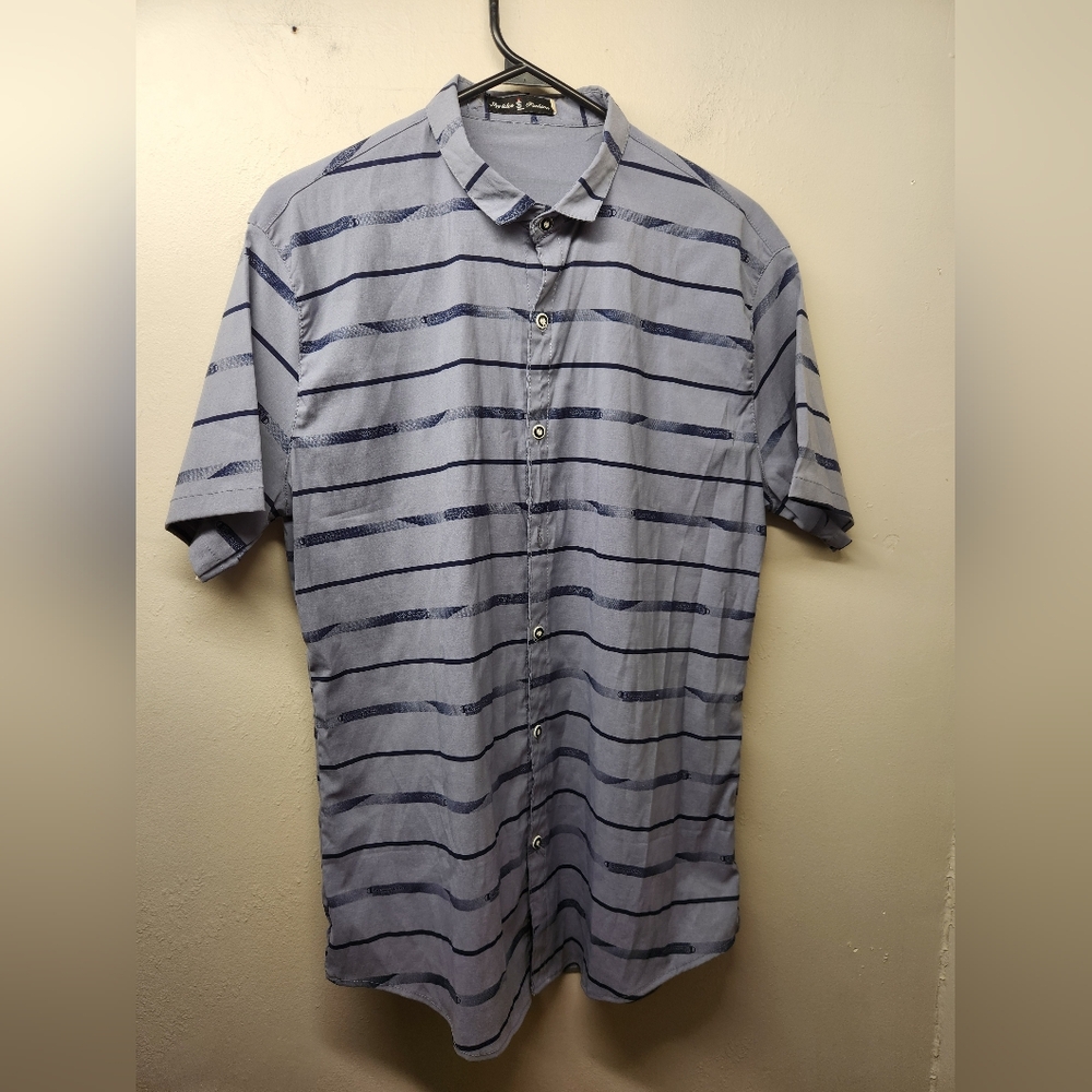Mens Sky & Leo Casual Button Down Dress Shirt Polo Golf Xxl Runs Small (Large)